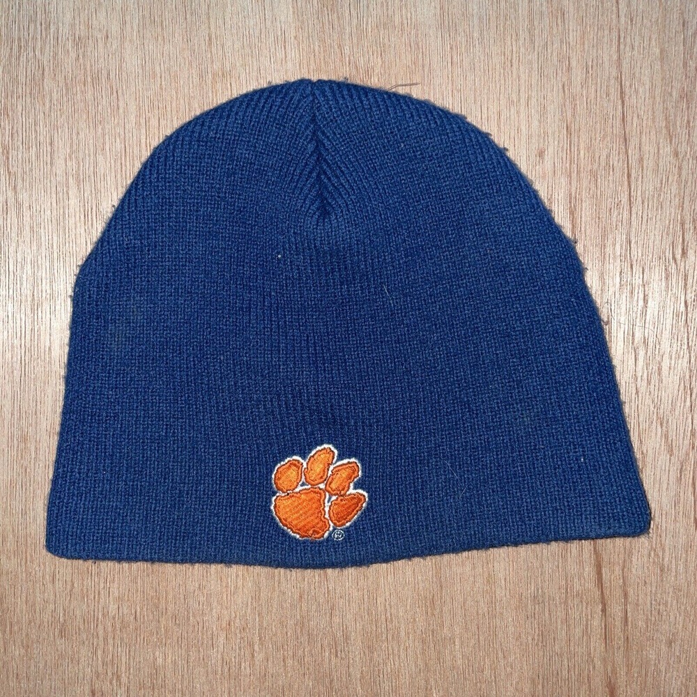 Vintage Clemson Tigers Blue Acrylic Beanie Cap